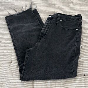 Madewell Black Frayed Hem Jeans-perfect vintage straight